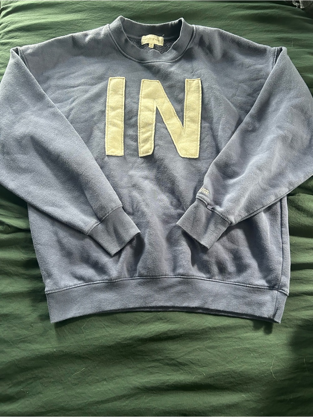 State of Mind Navy Pullover Sweatshirt with Cream 'IN' Patch